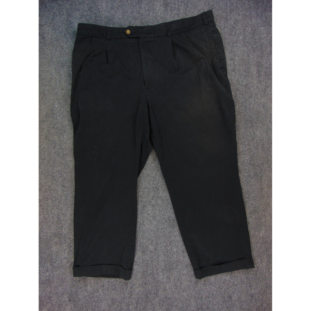 Bills Khakis Pleated Pants Men 44x28 M2 Navy Blue Solid Chino Preppy Classic‎